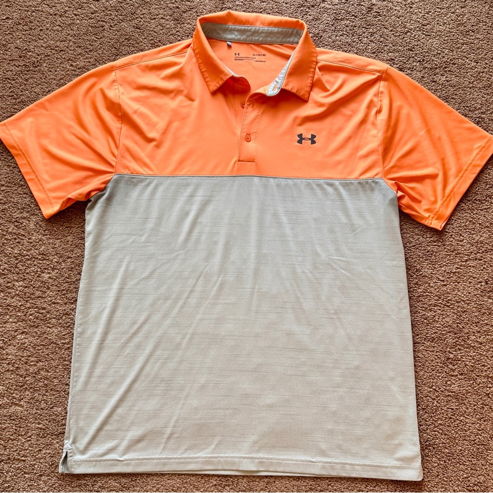 Under Armour Orange and Gray Performance Polo
